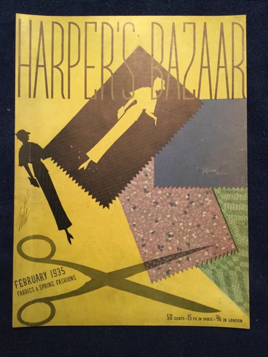 Harper's Bazaar Magazine Original Cover Only ~ February 1935