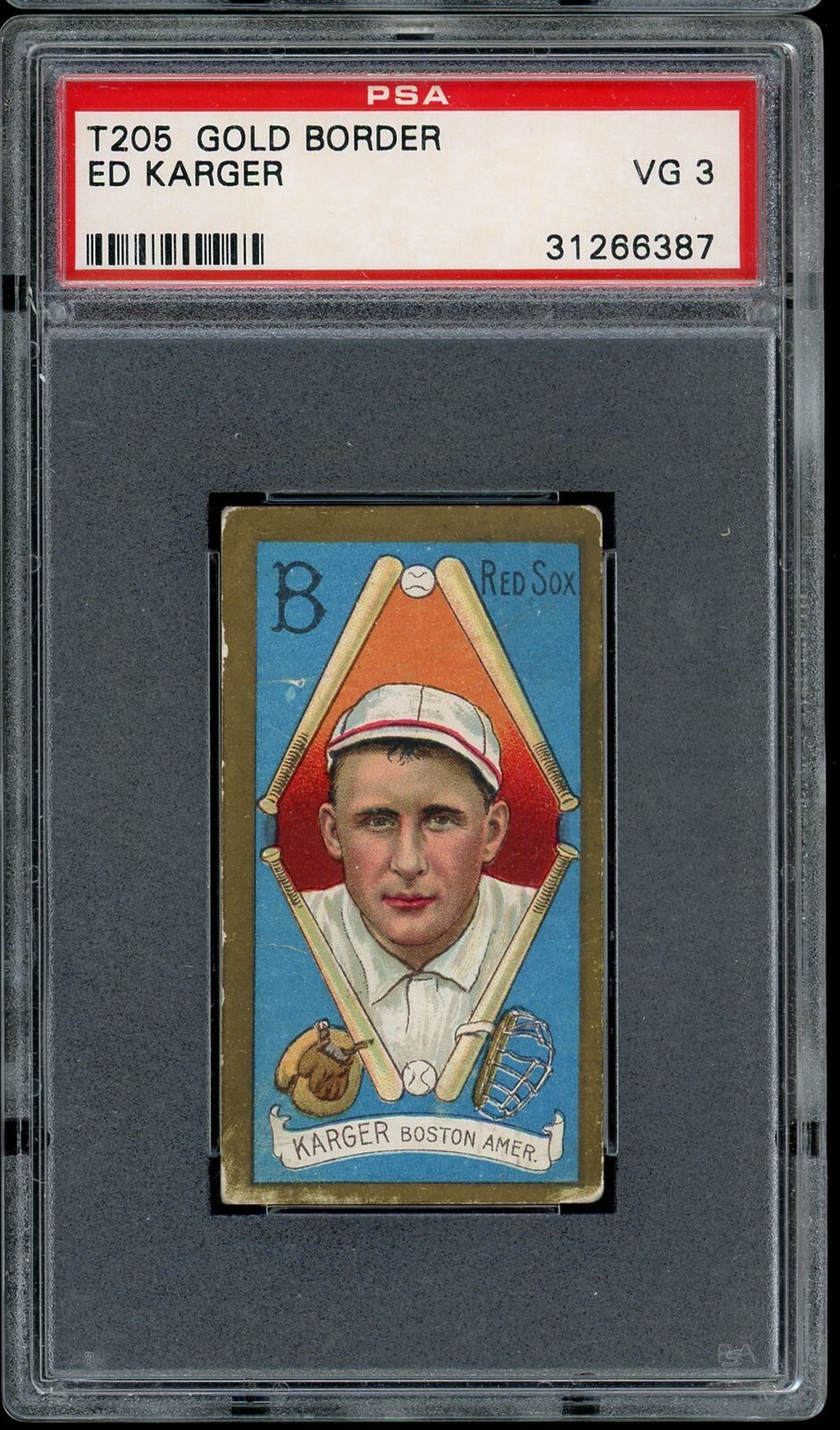 1911 T205 Gold Border Baseball Ed Karger PSA 3