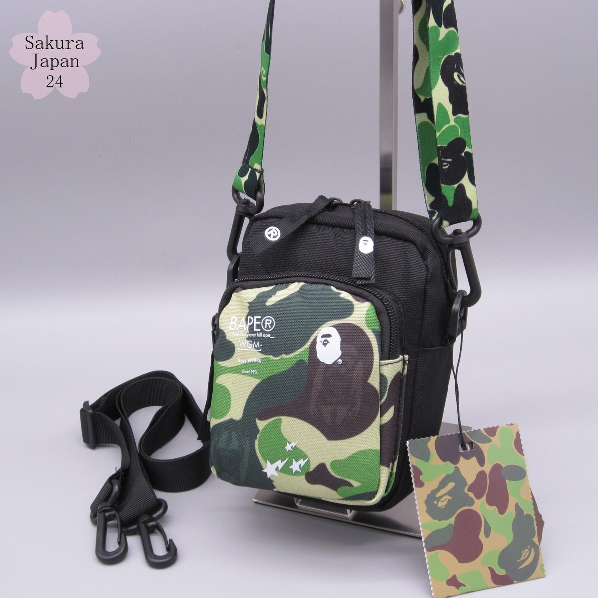 BAPE A Bathing Ape ABC Mini Shoulder Bag M Camo Green with 2 BAPE A Bathing Ape ABC Mini Shoulder Bag M Camo Green with 2