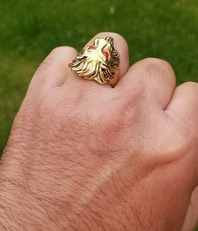 Punjabi Sikh Lion Brass Ring Golden Movie Jawan Sharukh Khan Evil