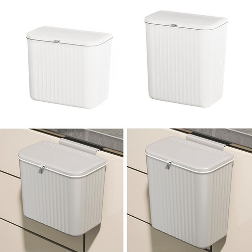 9L Kitchen Cabinet Door Cupboard Hanging Trash Can With Lid Wall Mount Waste Bin - Picture 21 of 41