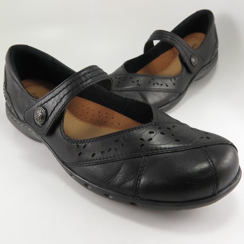 Cobb Hill PETRA Mary Janes Womens Size 10N Black Leather Laser Etched Flats