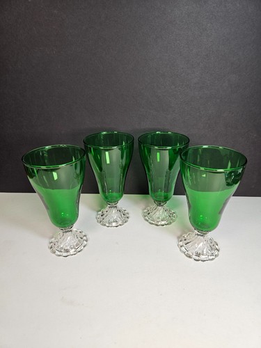 Set Of 4 Vtg Anchor Hocking Emerald Green Boopie Burple Ice Tea Glasses 6.5” - Picture 3 of 6