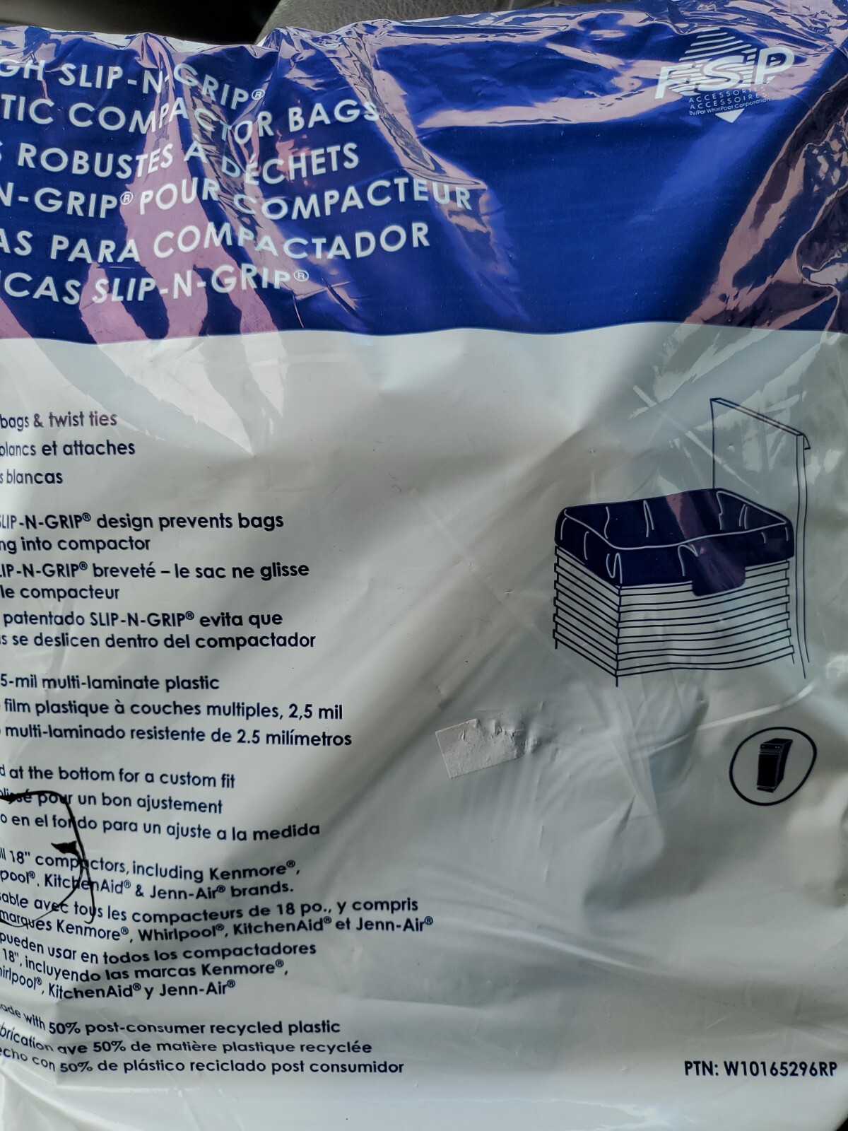 Whirlpool W 10165296 RP 18 Inch Plastic Compactor Bags With Odor