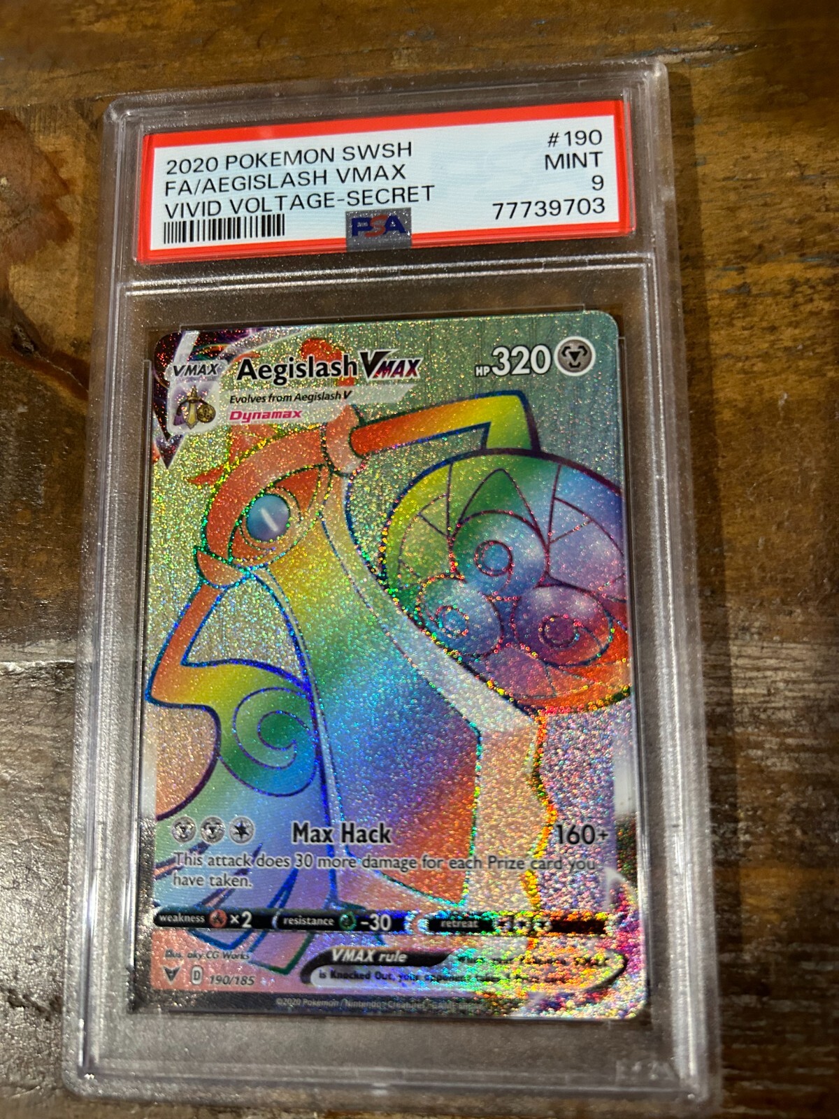 Pokemon 2020 Vivid Voltage Full Art AEGISLASH Vmax Secret Rare #190 PSA 9 Mint