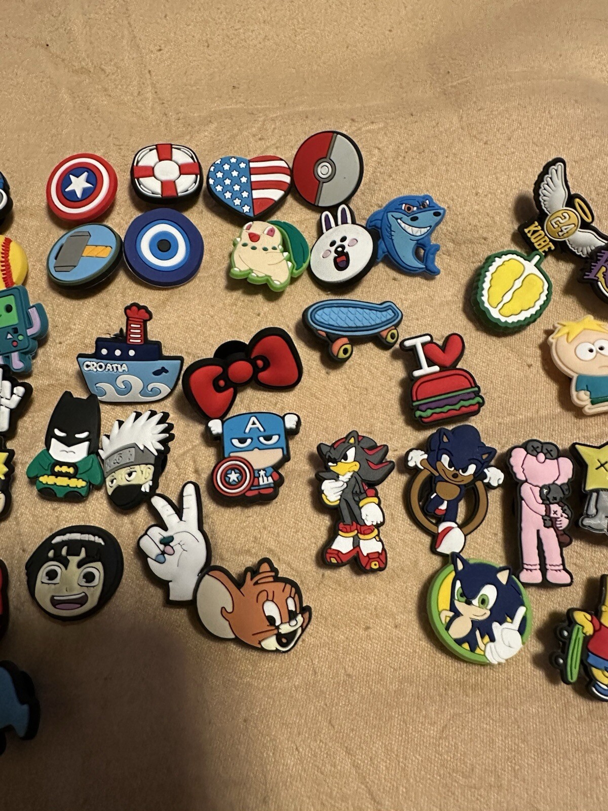 50 Mixed Crocs Charms Lots Different Pins Kobe Bart Sonic Unisex New image 4