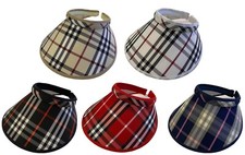Damas Mujeres Moda Visera Ala Ancha Protección Solar Cuadros Patrón Gorra Sombrero