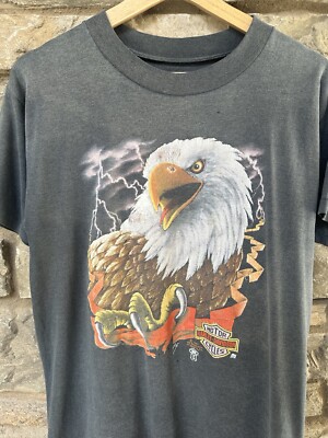 1987 Harley-Davidson 鷲デザイン Tシャツ Vintage 1987 Harley-Davidson Holoubek Black T-shirt w/ Eagle