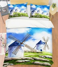 3D Windmill House NAO9261 Bed Pillowcases Quilt Duvet Cover Set Queen King Fay