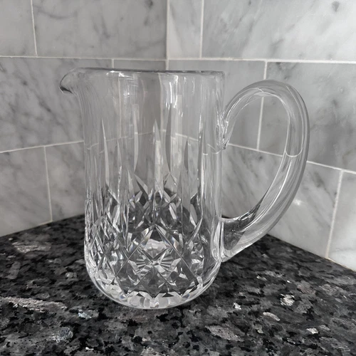 VINTAGE WATERFORD CRYSTAL 5.5” TALL 22 OZ LISMORE PITCHER SIGNED OLD WATERMARK