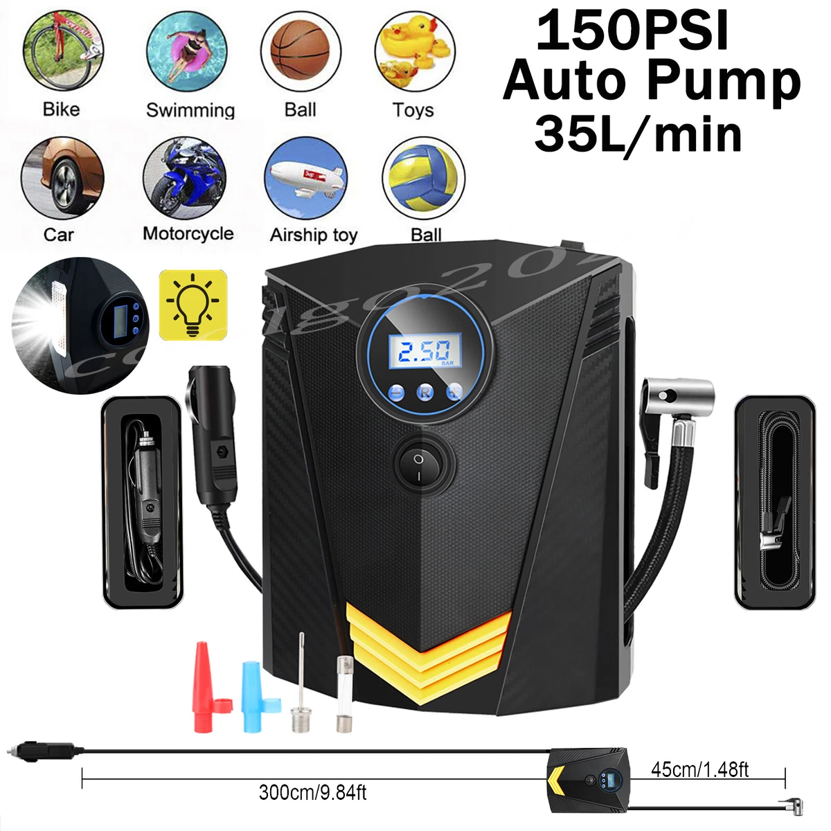 12V Air Compressor Portable Electric Air Pump Car Tyre Inflator Electric  Motorcycle Boat Pump Auto Automobile New Car Assecories