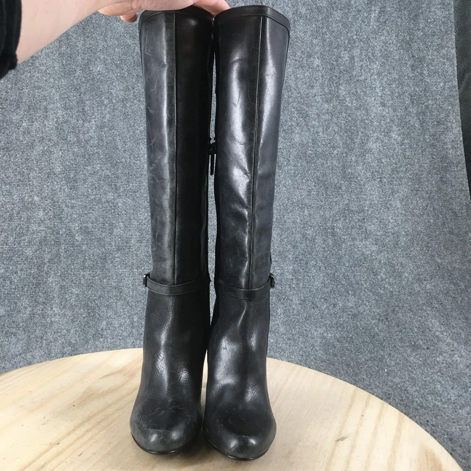 Botas Circa Joan & David para mujer 5 M Hadlie altas hasta la rodilla tacón de cuero negro Foto 4 de 4