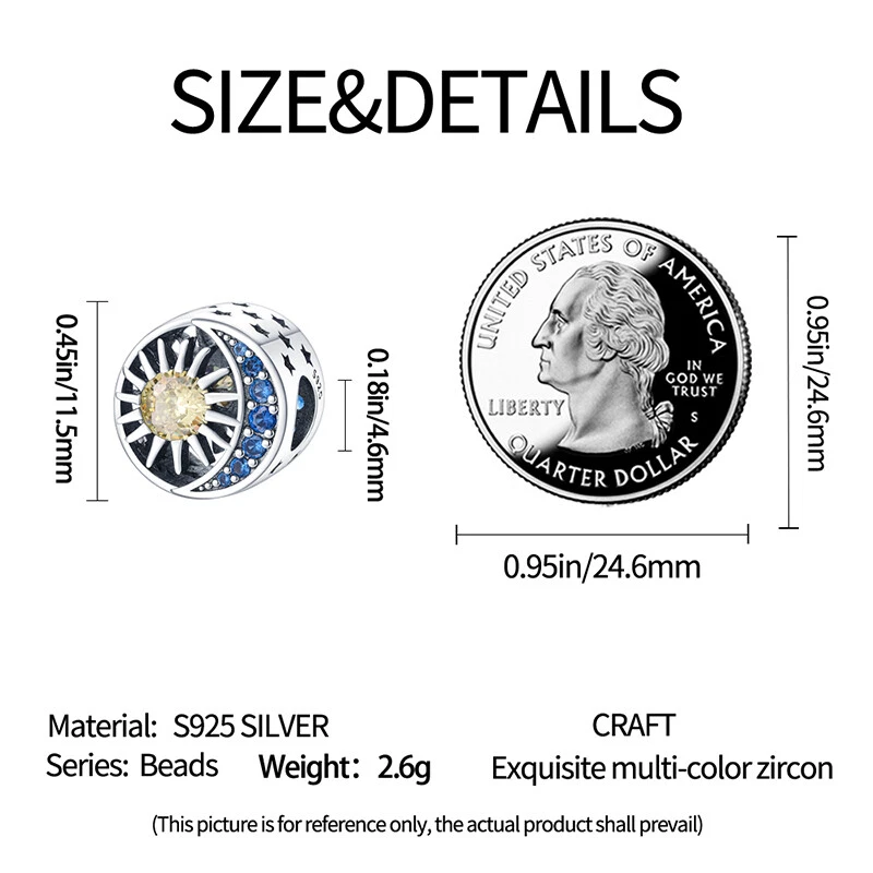 KUNSIR Sterling Silver Clip Lock Spacer Stopper Charm Clasp Bead For Bracelets - Image 3 of 4