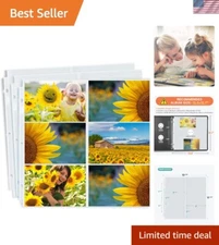 100 Acid-Free 4x6" Photo Sleeves for Family Scrapbook Albums - Landscape Fit