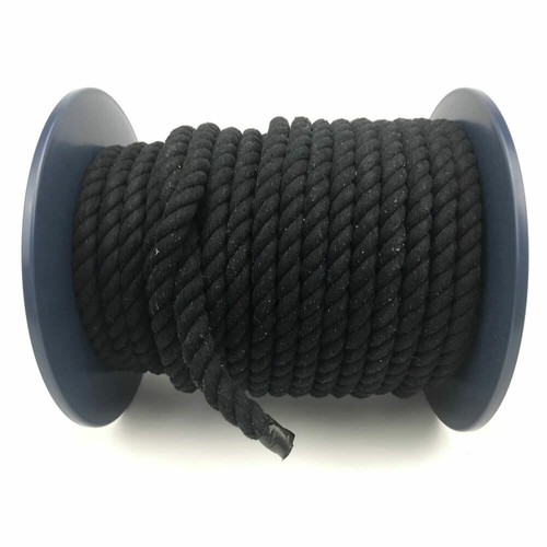 6mm Natural Black Cotton Rope x 70 Metre On A Reel, 3 Strand Cord, Pure Cotton - 第 3/5 張圖片