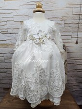 Free Shipping  Baptism Dress Long Sleeve, Christening Gown, Girl Ivory Dress