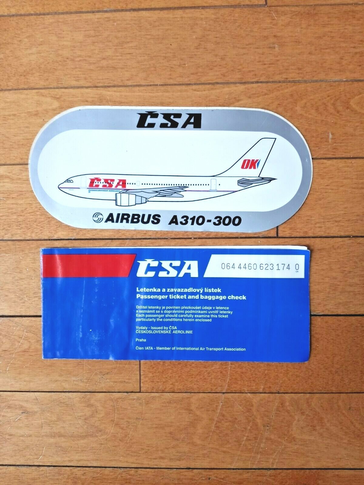 A310 Sticker CSA, CESKOSLOVENSKE AIRLINE, Passenger Ticket And Airbus A310 ...