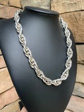 Huge Vintage Sterling Silver Rope Necklace Handcrafted