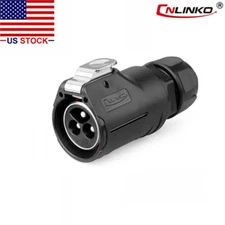 CNLINKO 3 Pin 50A Power Connector Male Plug Waterproof IP67 High Amp Heavy Duty
