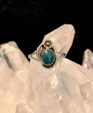   Genuine Malachite  925 Solid Sterling Silver Gemstone Leaf Ring Size 8.5 Indian