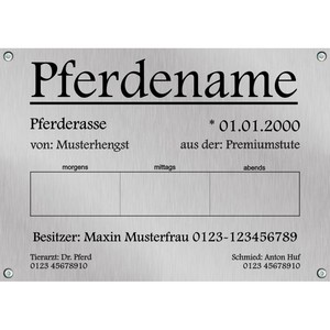 Elegante Stalltafel Fur Ihr Pferd Boxenschild Mit Brandzeichen Metallschild Ebay