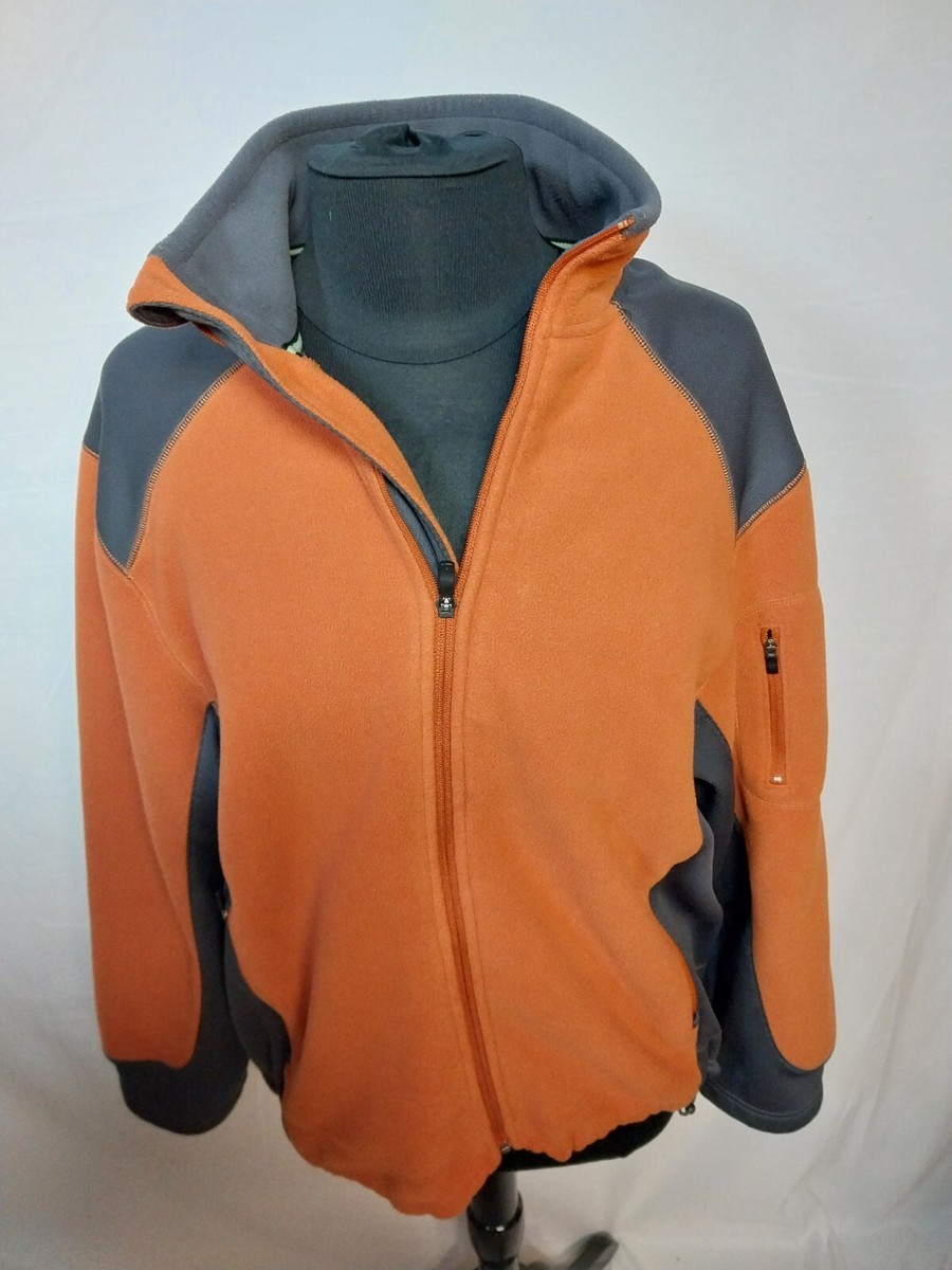Orange Gray Full Zip Mens Medium Tek Gear Fleece Jacket Coat SZ M