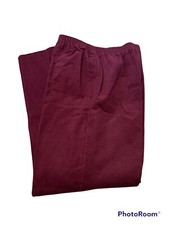 Sears USA Pleated 32  X30  Elastic Waist Corduroy Pants Women  s Wine Red NWOT VTG