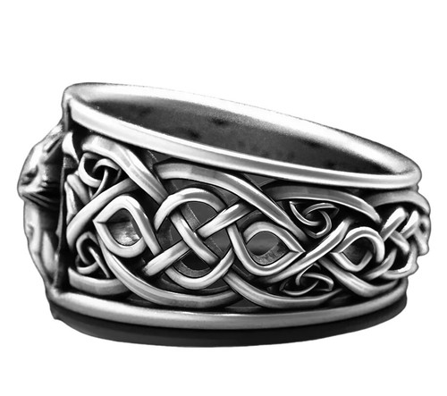 Men Women Viking Celtic Knot Vintage Anime Nine Tail Fox Jewellry Amulet Ring - Picture 3 of 10