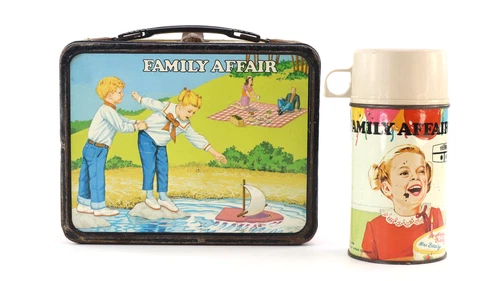 Vintage 1969 Family Affair Metall Brotdose mit Thermoskanne Buffy und Mrs Beasley