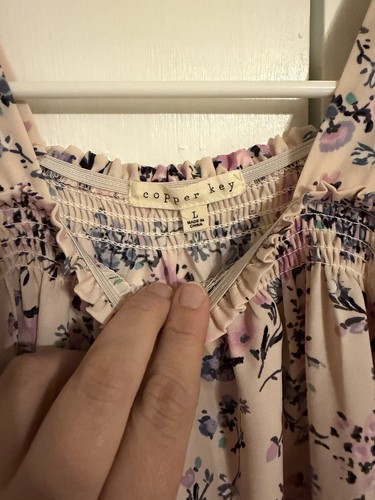 NWT Size Large Girls Copper Key Pink With Purple Flowers Romper - Picture 3 of 5
