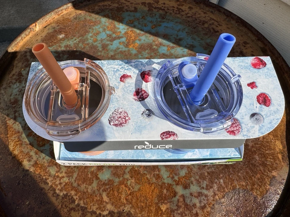 REDUCE 14oz, 2 Stainless Steel Tumbler Spill-Proof with Handle & Straws for Kids - Image 3 of 4