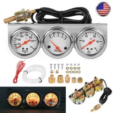 3in1 52mm 2 Chrome Car Triple Gauge Set Water Temp Oil Pressure Volt Meter Kit 3in1 52mm 2 Chrome Car Triple Gauge Set Water Temp Oil Pressure Volt Meter Kit