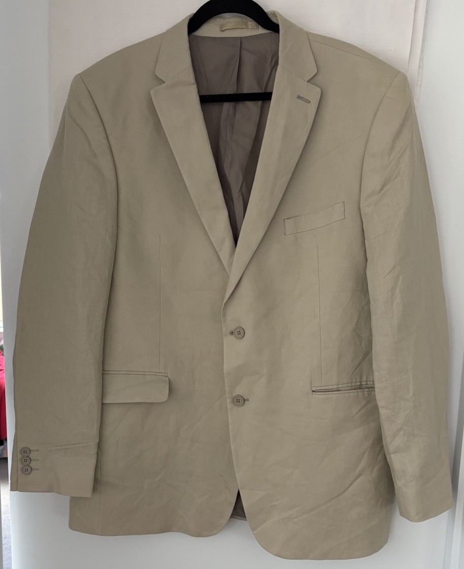 KARL JACKSON beige sand LINEN sports jacket blazer 46