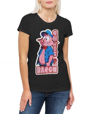 Chris P. Bacon Damen T-Shirt Meat Not Vegan Proteine Crispy Pork Pig