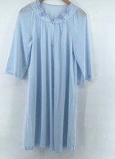 Vintage Shadowline Peignoir House Coat Robe Light Blue Pocket USA Size Medium