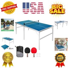 Mid-Size Table Tennis Game Set - Red or Blue - Indoor/Outdoor Portable Table ...