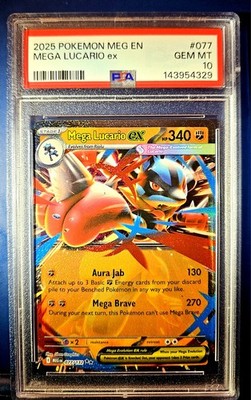 2025 Pokemon Mega Evolution Lucario ex Double Rare #077/132 PSA 10