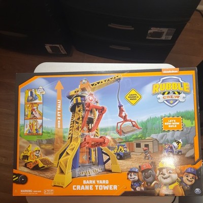 Paw Patrol Rubble & Crew Bark Yard Crane Tower Set with Action Figure & Vehicle
