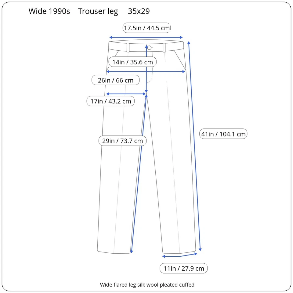 New Vtg 90s Wide Trouser Leg Suit 44L 32x29 Silk Wool Made In Italy - Image 3 of 4