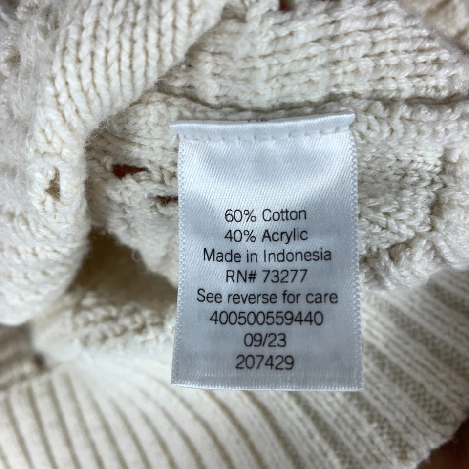 Suéter Sonoma Feminino Grande/XL Manga Curta Cardigã Marfim Malha Aberta Preppy - Imagem 4 de 4