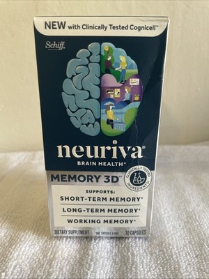 Schiff Neuriva Brain Health Memory 3D - 30 Capsules,  EXP 8/27 - FAST SHIPPING!