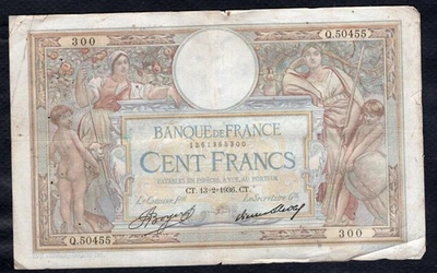 100 Francs Luc Olivier Merson 13.2.1936 Etat TB - Photo 1/2