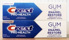 Lot of 2 Crest Pro-Health toothpaste Gum and Enamel Restore, Large Size 4.8 oz