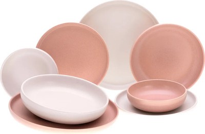 Crea Tabele 8-teiliges Tellerset weiß rose Teller Geschirrset 8 Personen - Neu