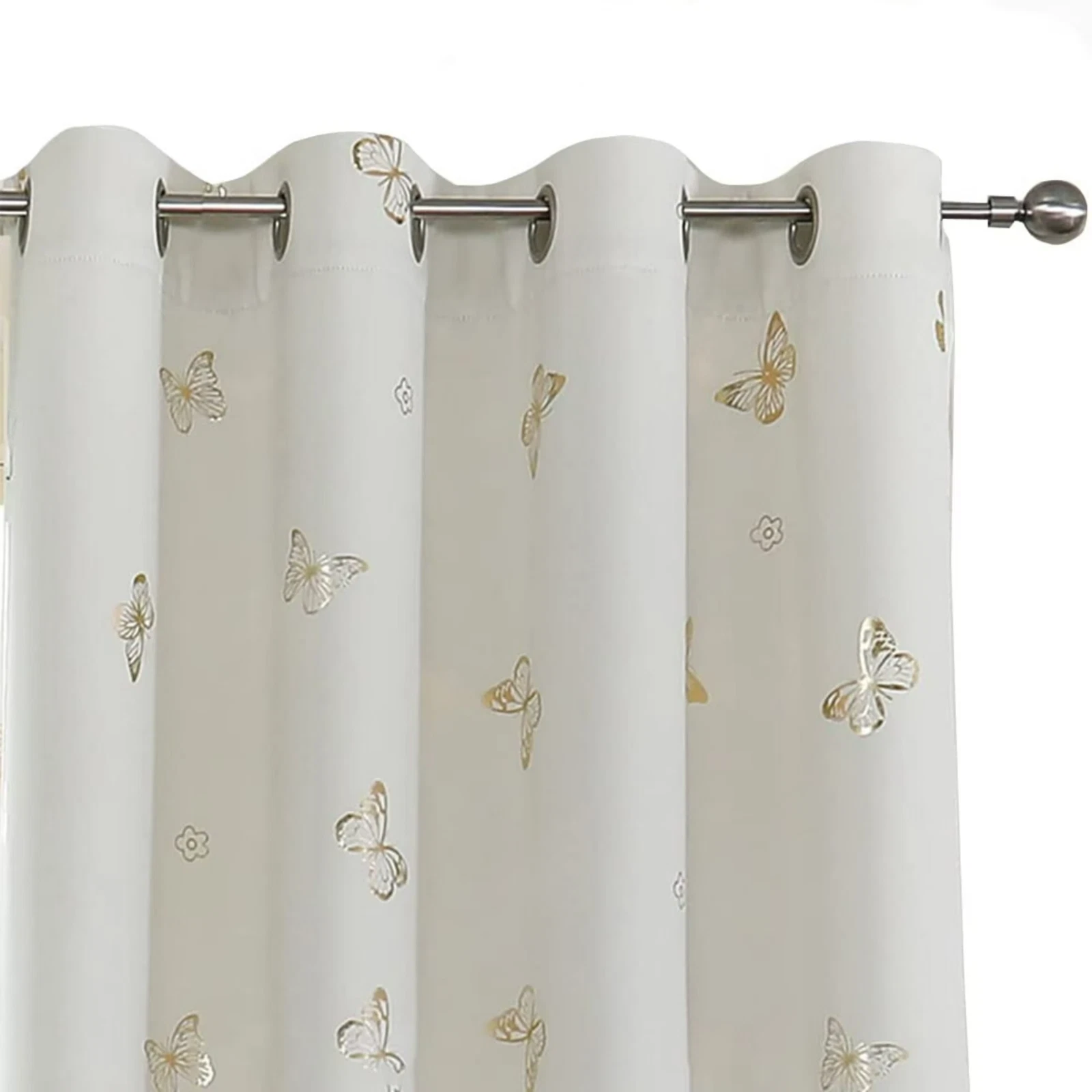 Butterfly Blackout Curtains 2 Panels 52''x54'' Beige with Gold Metallic