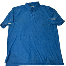 STRAIGHT DOWN Men's LG Anchor Qea Stretch Collared Golf Polo S/S Shirt LOGO Blue