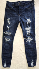 Hollister High Rise Crop Jean Legging Dark Blue Jeans Women's Size 11R W30 L26