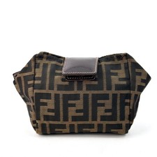 Fendi Pouch Purse Zucca Nylon Brown Authentic 468T0413