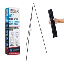 63" Steel Easy-Folding Steel Display Easel, Adjustable Holders, Portable Signs