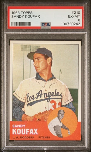 1963 Topps #210 Sandy Koufax PSA 6 EX-MT Well Centered New Label
